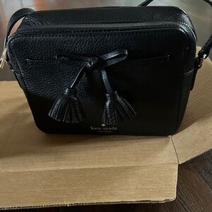 Kate Spade Black Leather Tassel Crossbody Bag
